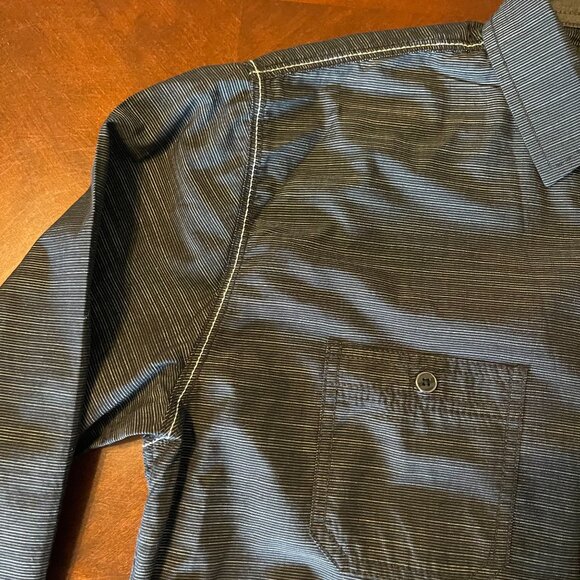 Beverly Hills Polo Club Mens Black Striped Button-Up Long Sleeve Shirt Size M - Picture 12 of 16